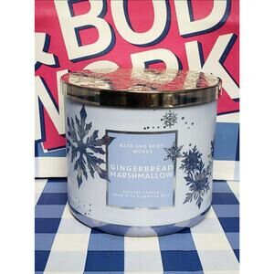 BBW Gingerbread Marshmallow Large 3 Wick Candle Holiday Home Fragrance